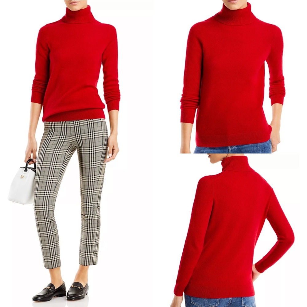 C by Bloomingdale's Red Cashmere Turtleneck Sweater Size XS